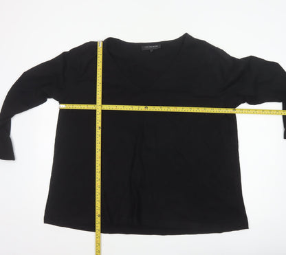 Live Unlimited Women's Black Size 20 Basic V-Neck Long Sleeve Cotton Top
