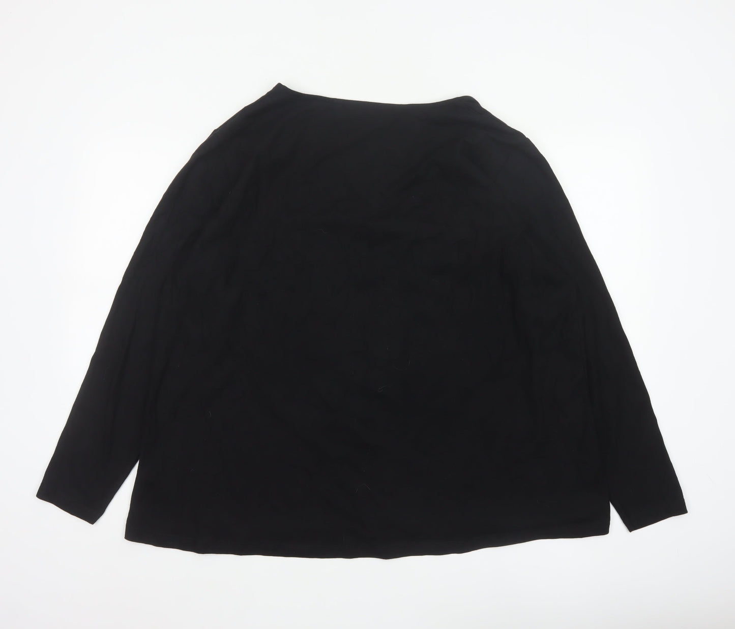 Live Unlimited Women's Black Size 20 Basic V-Neck Long Sleeve Cotton Top