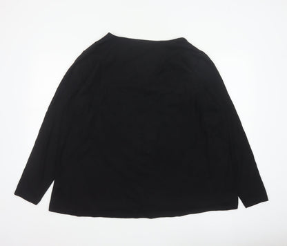Live Unlimited Women's Black Size 20 Basic V-Neck Long Sleeve Cotton Top