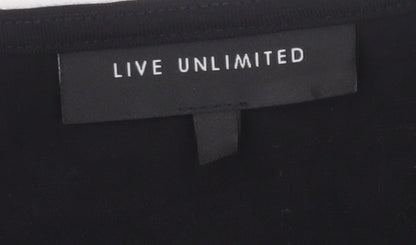 Live Unlimited Women's Black Size 20 Basic V-Neck Long Sleeve Cotton Top
