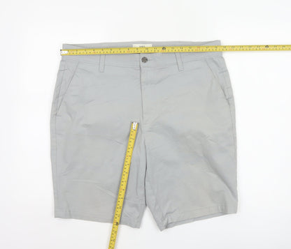 Marks and Spencer Men's Grey 36 Regular Cotton Stretch Chino Shorts