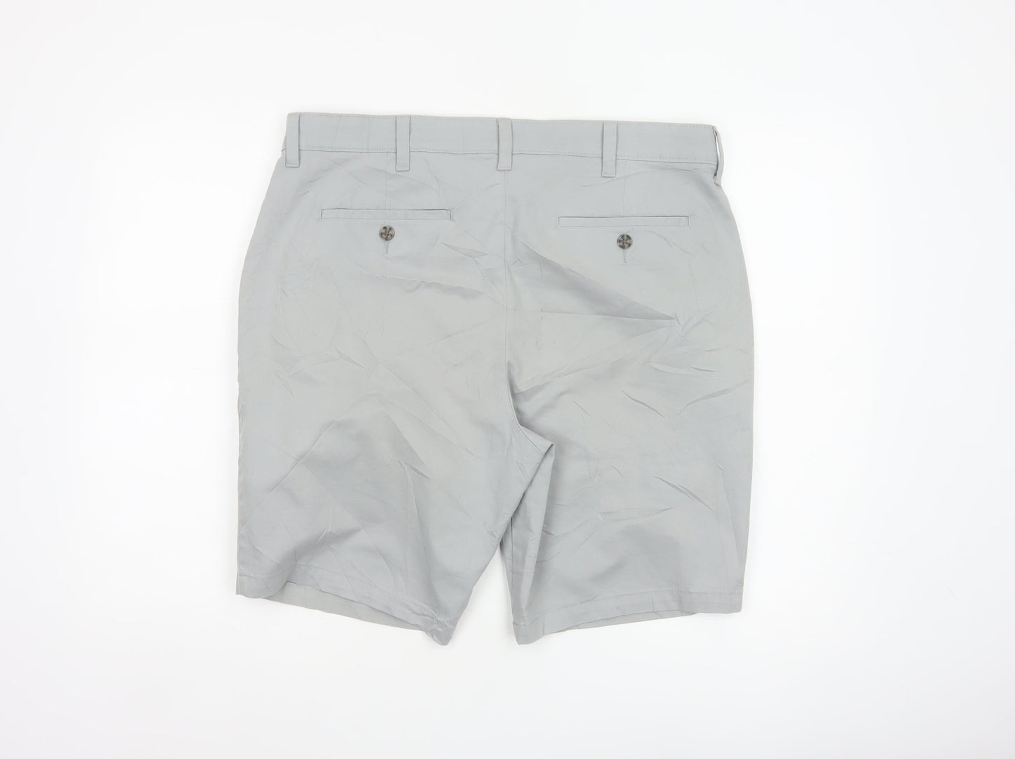 Marks and Spencer Men's Grey 36 Regular Cotton Stretch Chino Shorts