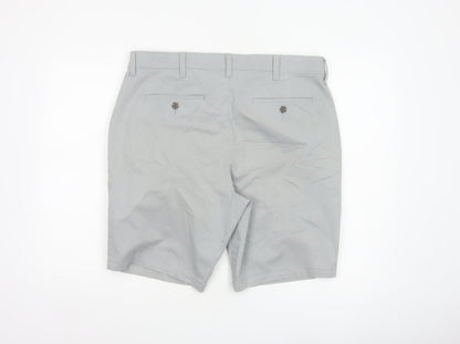 Marks and Spencer Men's Grey 36 Regular Cotton Stretch Chino Shorts