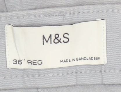 Marks and Spencer Men's Grey 36 Regular Cotton Stretch Chino Shorts