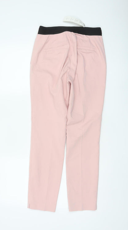 Zara Women Pink S Tapered Stretch Tailored Trousers