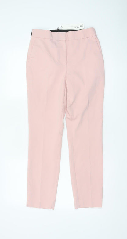 Zara Women Pink S Tapered Stretch Tailored Trousers