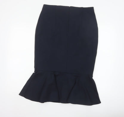 Marks & Spencer Women Blue UK 14 Trumpet Midi Stretch Skirt