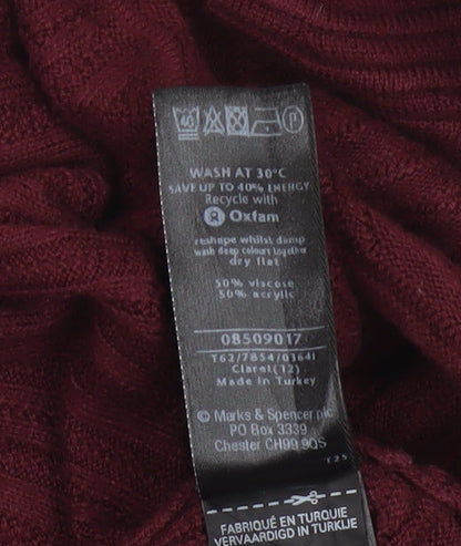 Marks and Spencer Per Una Women Red Size 12 Open Knit Cardigan