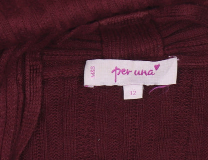Marks and Spencer Per Una Women Red Size 12 Open Knit Cardigan