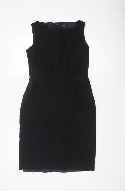 Marks and Spencer Per Una Women Black UK 12 Sleeveless Pencil Midi Dress