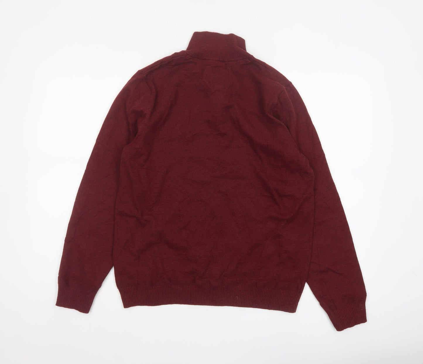Fat Face Men’s Red M Quarter Zip Cotton Wool High Neck Jumper