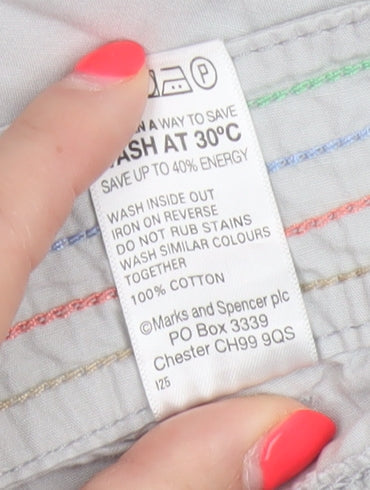 Marks and Spencer Women's Grey UK 12 Straight Knee Length Cotton Skirt