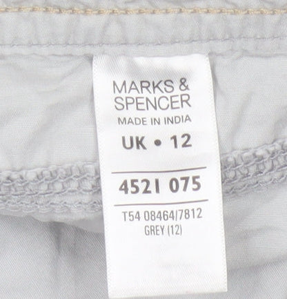 Marks and Spencer Women's Grey UK 12 Straight Knee Length Cotton Skirt