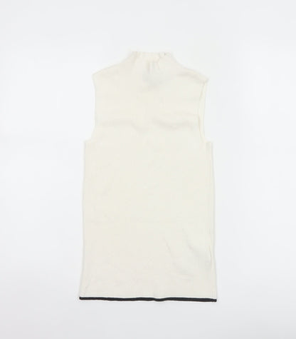 Marks and Spencer Women Ivory UK 6 Ribbed Mock Neck Knit Tank