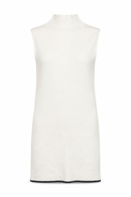 Marks & Spencer Women Ivory UK 6 Ribbed Mock Neck Knit Tank