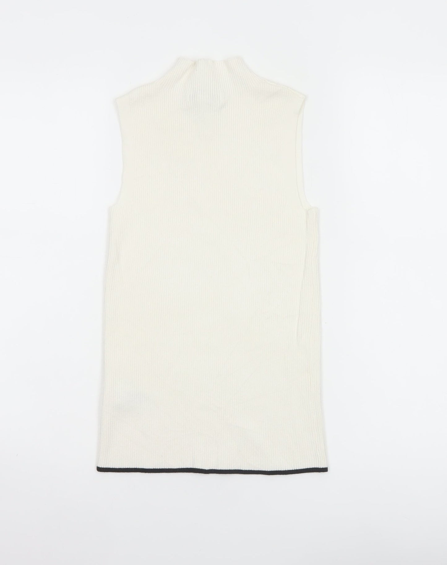 Marks and Spencer Women Ivory UK 6 Ribbed Mock Neck Knit Tank