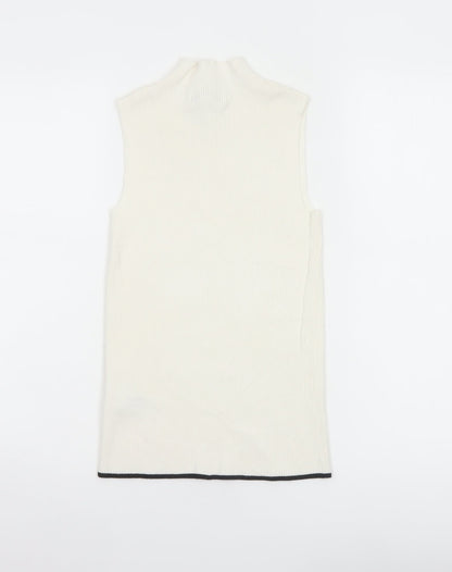 Marks and Spencer Women Ivory UK 6 Ribbed Mock Neck Knit Tank