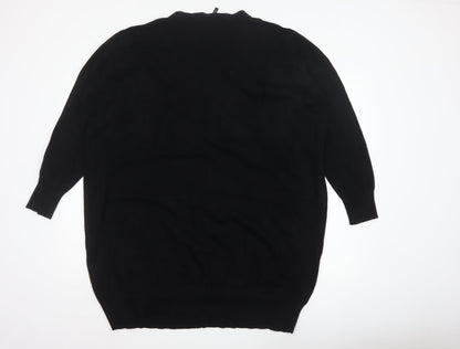 Capsule Women Black UK 28 Longline V-Neck Button Cardigan Pockets