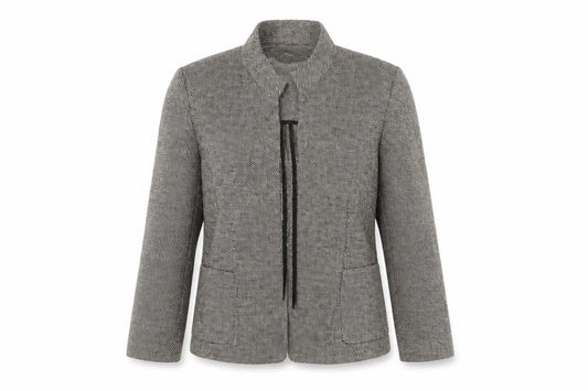 Kasper Women’s Grey Linen Blend Open Front Tweed Jacket Size 8