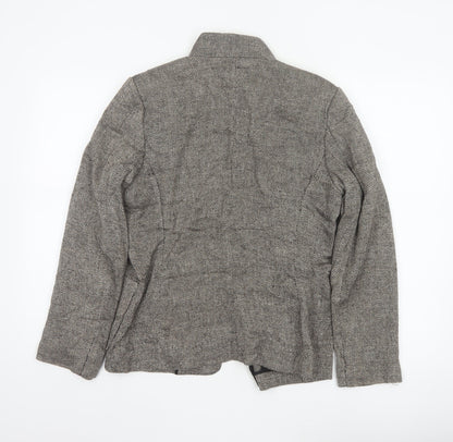 Kasper Women’s Grey Linen Blend Open Front Tweed Jacket Size 8