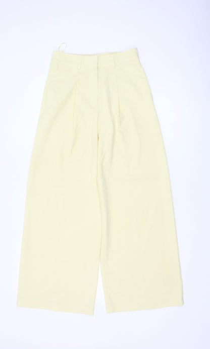Marks and Spencer Women Yellow Size 6 Wide Leg Pleated Trousers