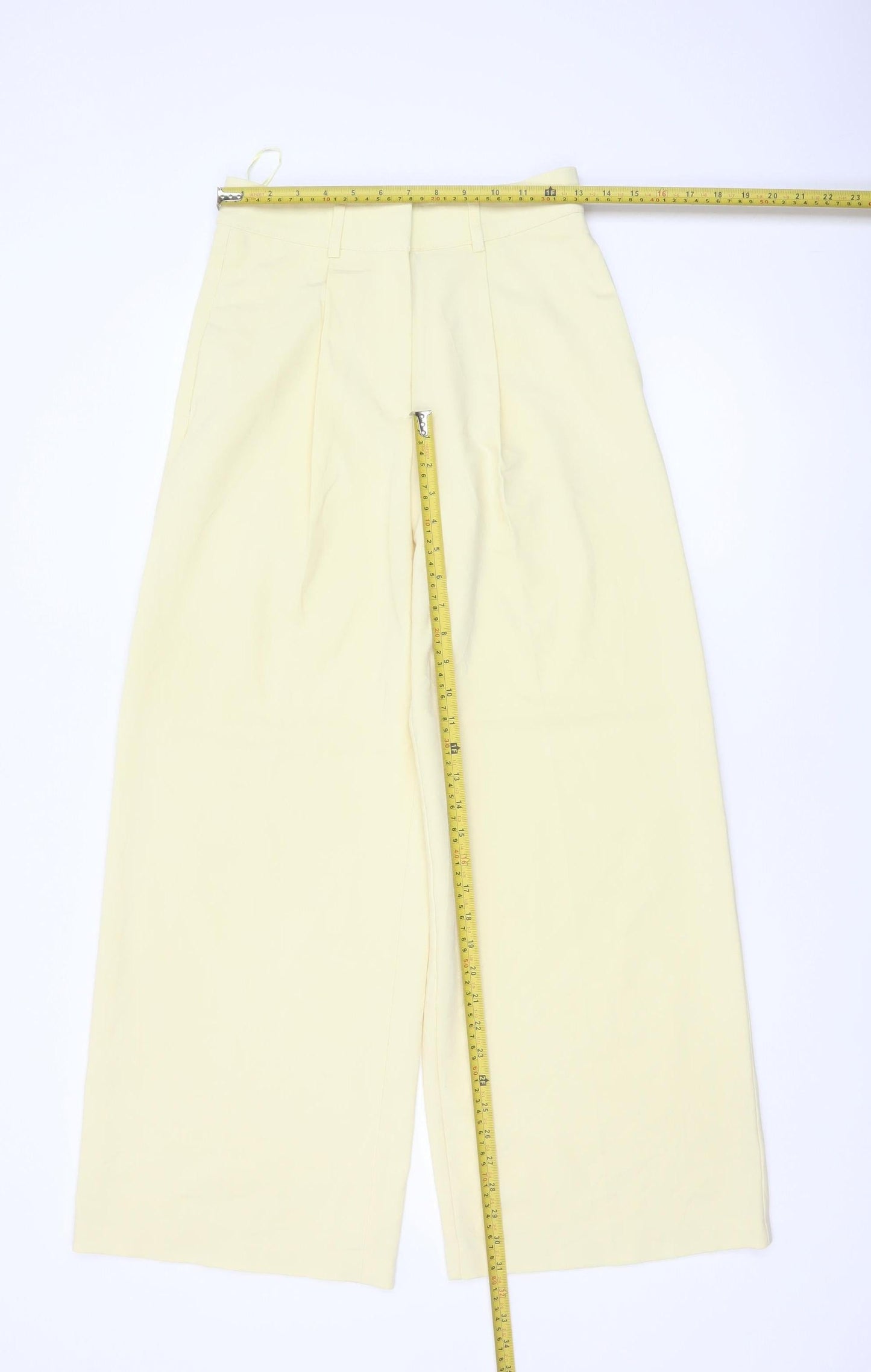 Marks and Spencer Women Yellow Size 6 Wide Leg Pleated Trousers