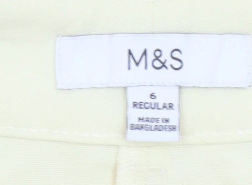 Marks and Spencer Women Yellow Size 6 Wide Leg Pleated Trousers