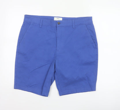 Marks and Spencer Men Blue 36in Regular Chino Shorts Stretch Cotton