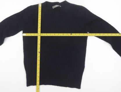 Oasis Women’s Black XS Crew Neck Fuzzy Knit Slim Pullover Jumper