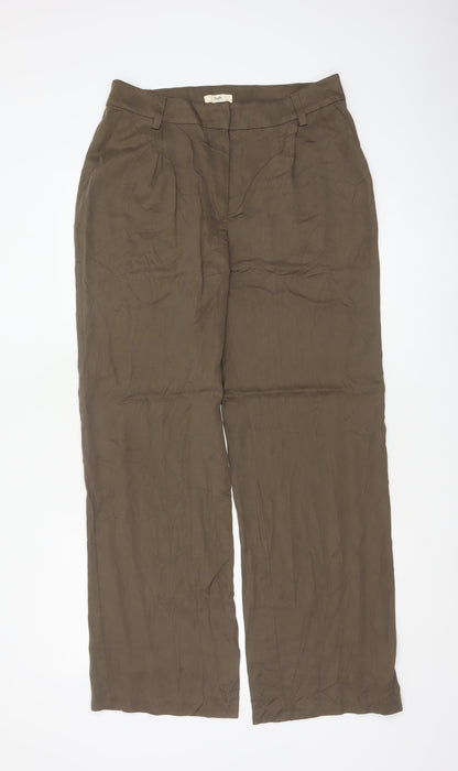 Hush Women’s Brown Size 12 Wide-Leg Lyocell Trousers Tailored Pockets