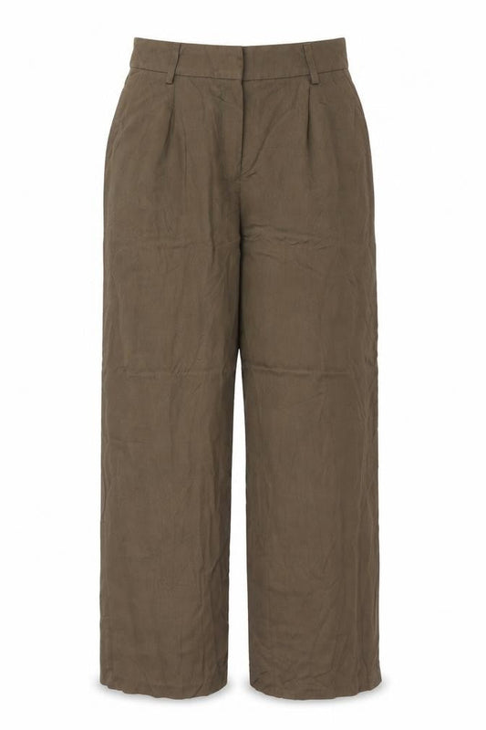 Hush Women’s Brown Size 12 Wide-Leg Lyocell Trousers Tailored Pockets