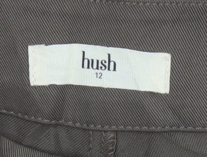 Hush Women’s Brown Size 12 Wide-Leg Lyocell Trousers Tailored Pockets