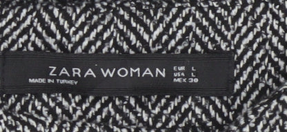 Zara Woman Grey Herringbone Fit & Flare Long Dress UK 14