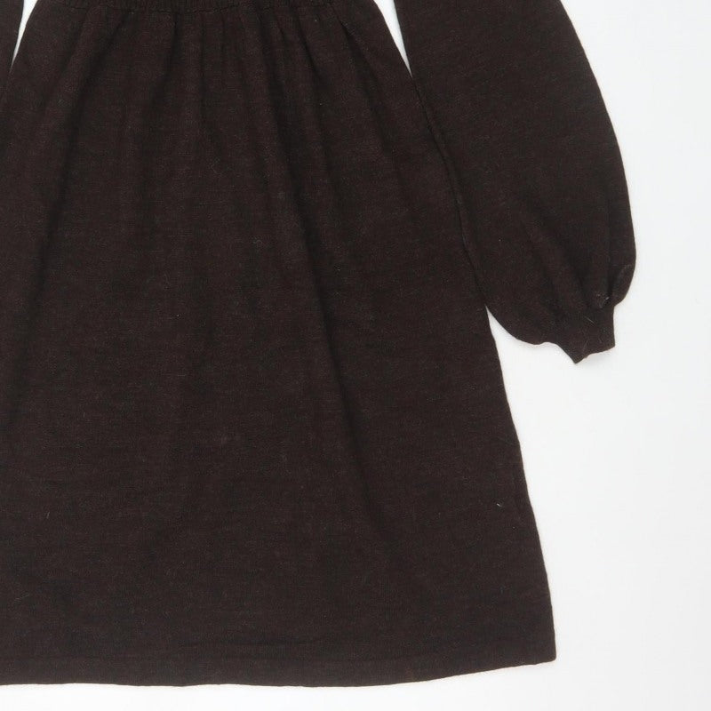 Michael Michael Kors Women Brown UK 8 Fit & Flare Knit Roll Neck Dress