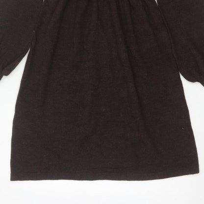 Michael Michael Kors Women Brown UK 8 Fit & Flare Knit Roll Neck Dress