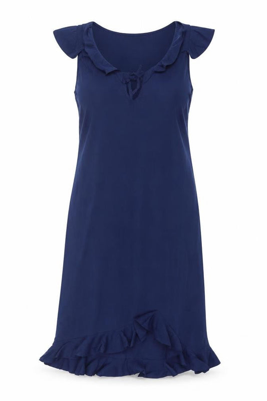 Next Women’s Blue UK 18 Long Sheath Dress Ruffle Flutter Sleeve