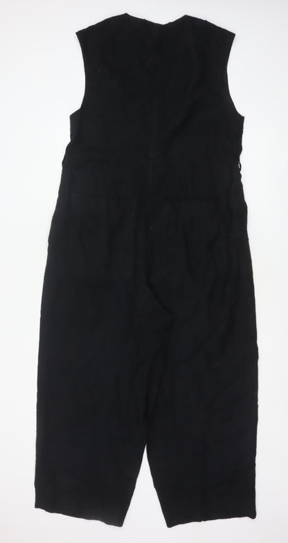 Toast Women Black UK 10 Wool Cotton Wide-Leg Sleeveless Jumpsuit