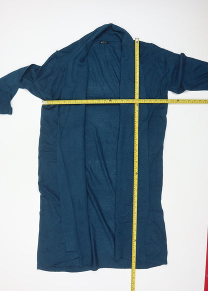 Roman Women’s Blue Size 16 Longline Open Knit Cardigan Pockets
