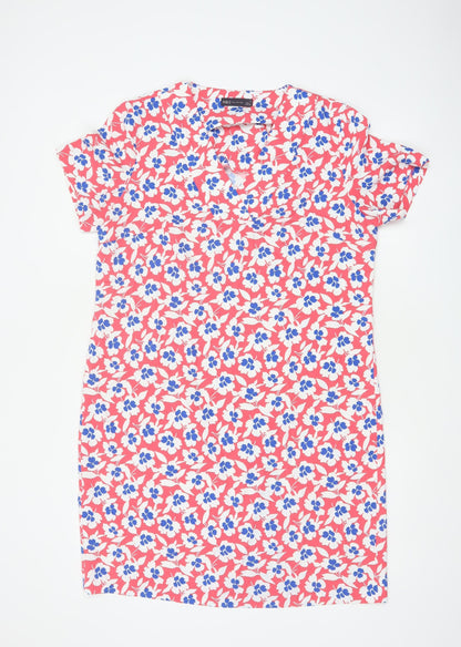 Marks and Spencer Women Red Floral Shift Dress UK 14 Short Sleeve