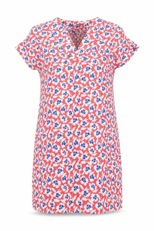 Marks and Spencer Women Red Floral Shift Dress UK 14 Short Sleeve