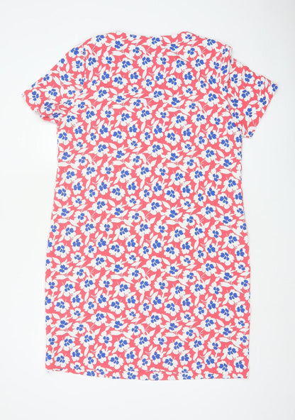 Marks and Spencer Women Red Floral Shift Dress UK 14 Short Sleeve