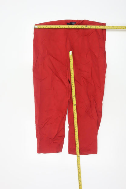 Marks & Spencer Women Red UK 14 Short Straight Leg Trousers