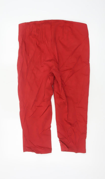 Marks & Spencer Women Red UK 14 Short Straight Leg Trousers