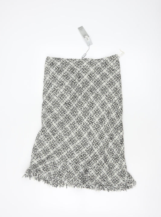 Per Una Women Grey Tweed Trumpet Knee Length Skirt UK 10 NWT