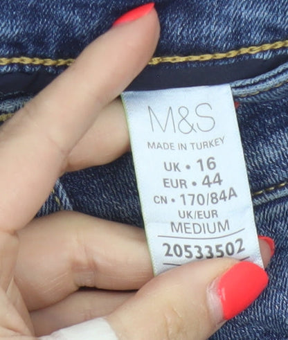 M&S Autograph Women’s Blue UK 16 Mid Rise Skinny Stretch Jeans