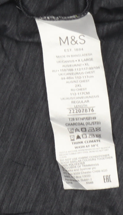 Marks and Spencer Men Grey XL Active Long Sleeve Henley T-Shirt