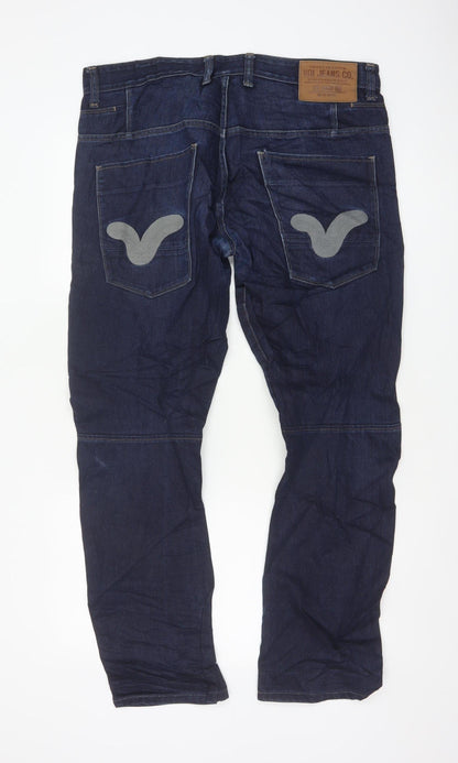 Voi Jeans Men’s Blue W36 L32 Vader Tapered Denim Jeans Zip Pocket