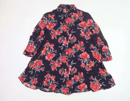 Zara Women Multicoloured S Floral Viscose 3/4 Sleeve Button-Up Tunic