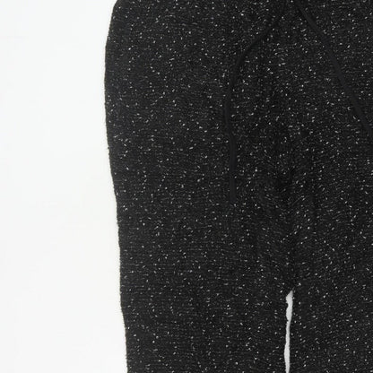 Zara Women Black Textured Knit Jogger Trousers XL Drawstring