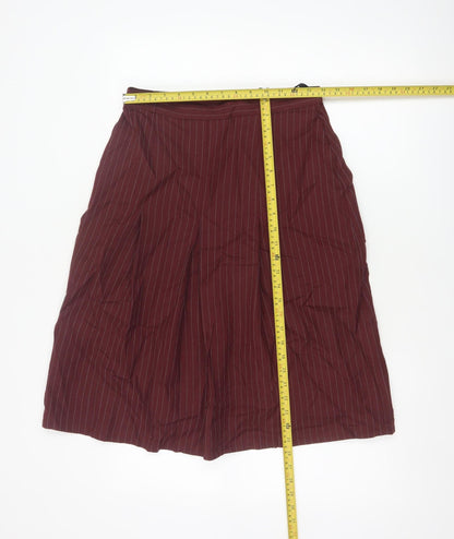 St Michael Women Red UK 14 Flared Pinstripe Midi Skort